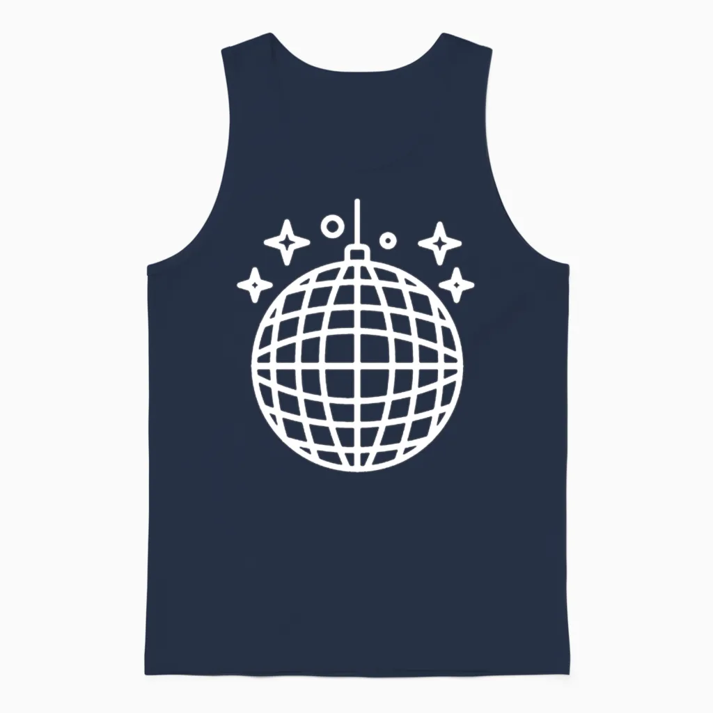 Disco at the Party Funny Unisex Tank Top in Navy