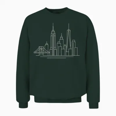 New York City Skyline Line Art Unisex Sweatshirt - Forest