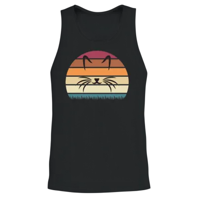 Retro Cat Unisex Tank Top - Black
