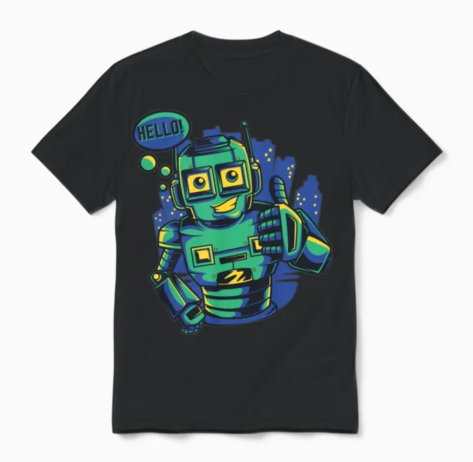 Hello Robot Unisex T-Shirt in Black