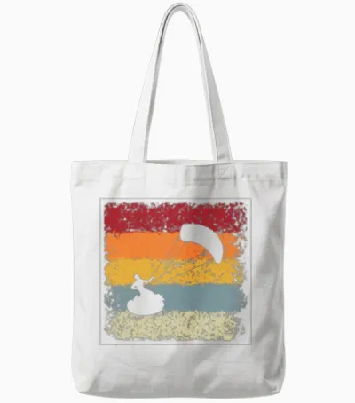 Kite Surfing Retro Tote Bags - White