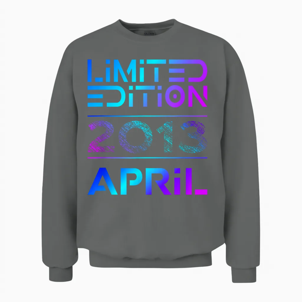 Limited Edition April 2013 Junge Mädchen 13. Geburtstag Unisex Sweatshirt in Graphite Heather