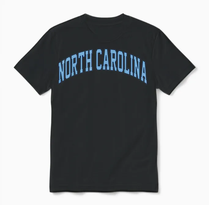 Retro North Carolina Souvenir Simple North Carolina Blue Unisex T-Shirt in Black