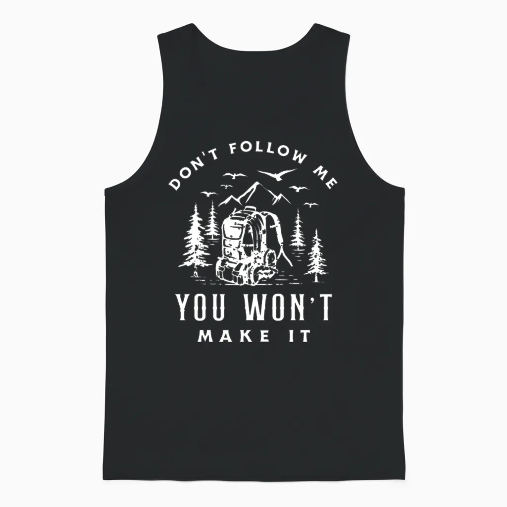 Funny Hiking Hiker Gift & Outdoors Unisex Tank Top in Black