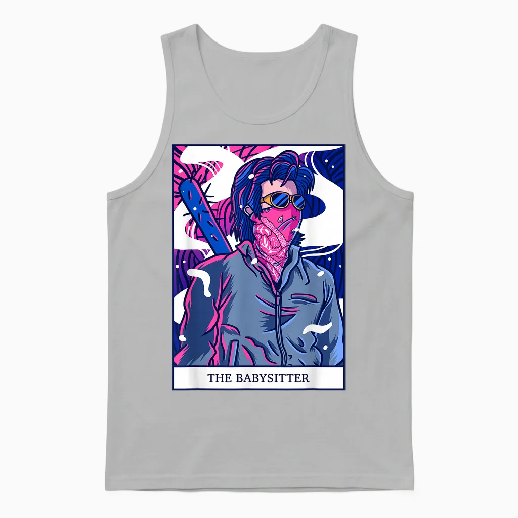 Stranger Things Steve Harrington the Babysitter Tarot Card Unisex Tank Top in Ash
