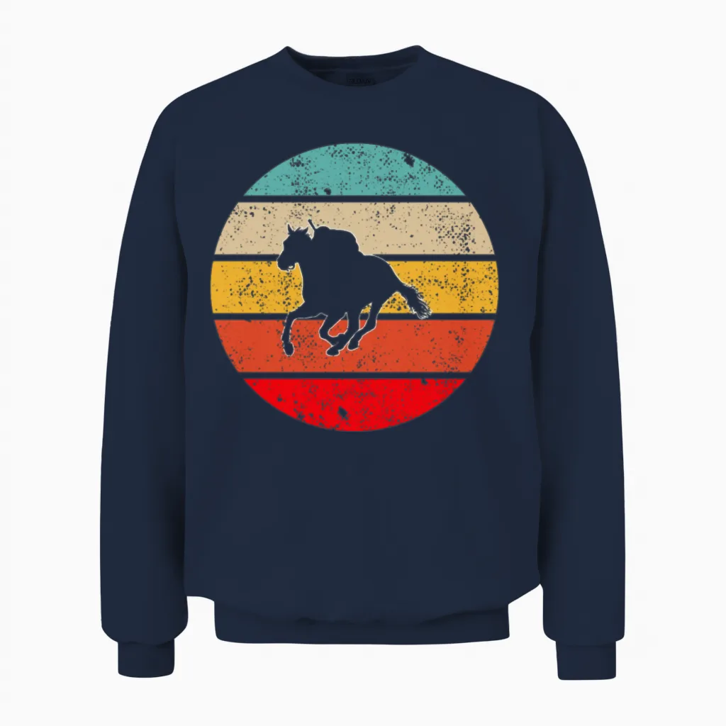 Horse Retro Lovers Gift Unisex Sweatshirt in Navy
