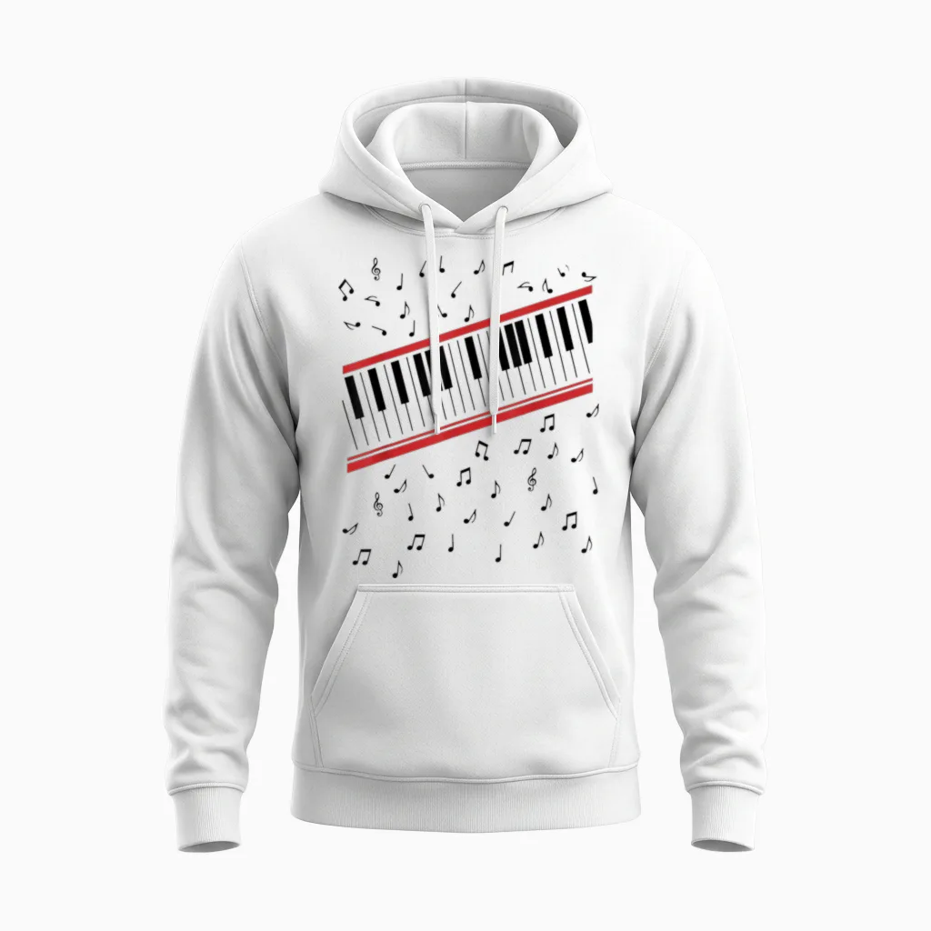 Beat It Key Piano Graphic Music Retro Unisex Hoodie in White