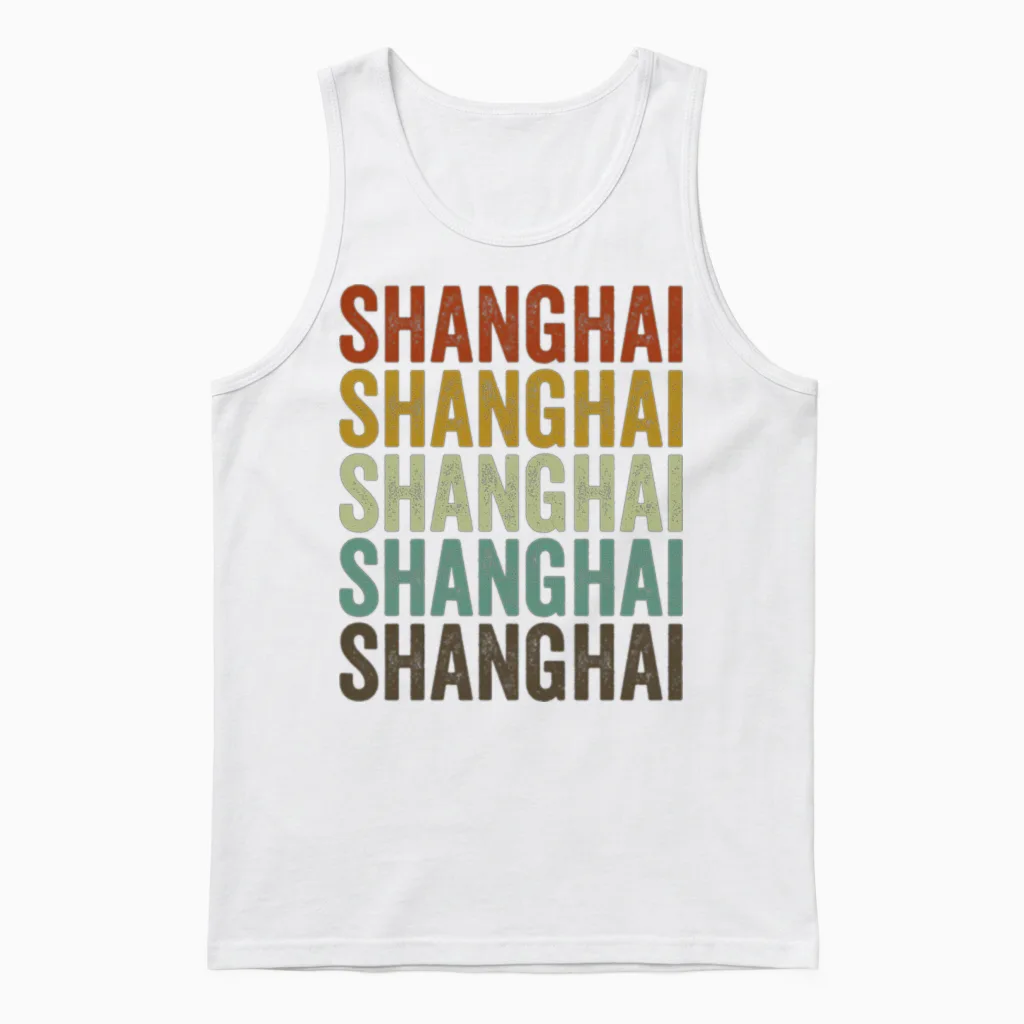 Shanghai China Retro Vintage Unisex Tank Top - White