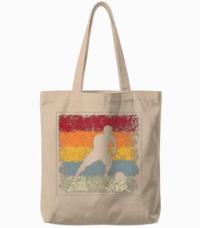 Soccer Retro Tote Bags - Natural