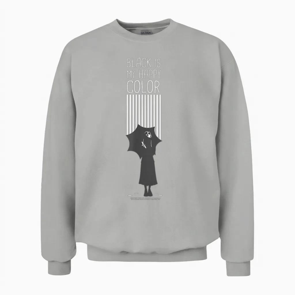 Wednesday Black Is My Happy Color Quote Unisex Sweatshirt in Ash