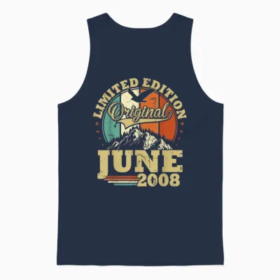 Cadeau Anniversaire 18 Ans Vintage Juin 2008 Garçons Filles Unisex Tank Top - Navy