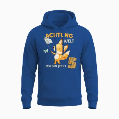 Geburtstagsshirt 5 Jahre Junge Mädchen Fuchs Ich Bin Fünf Unisex Hoodie - Royal