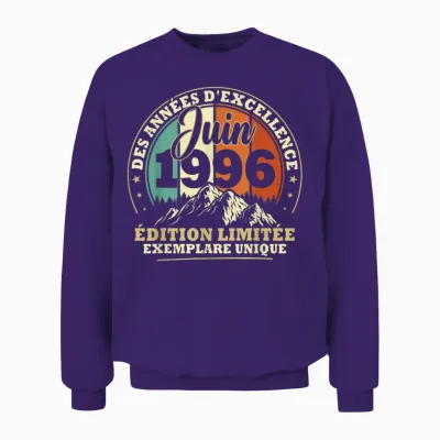Vintage Juin 1996 Cadeau Anniversaire 30 Ans Hommes Femmes Unisex Sweatshirt - Purple