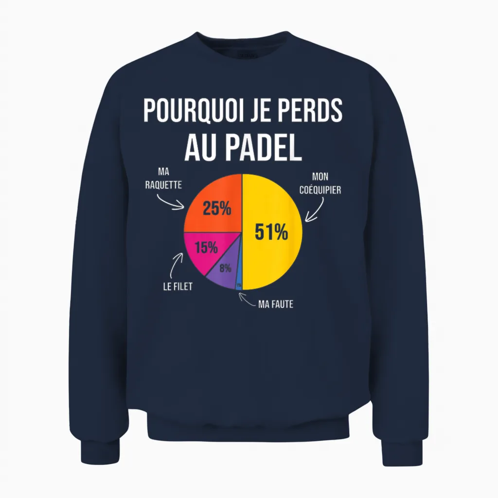 Why I Lose at Padel Padelist Pade Player Fans Humor Unisex Sweatshirt in Navy