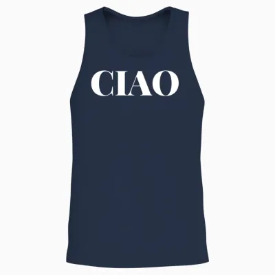 Cute Ciao Text Unisex Tank Top - Navy