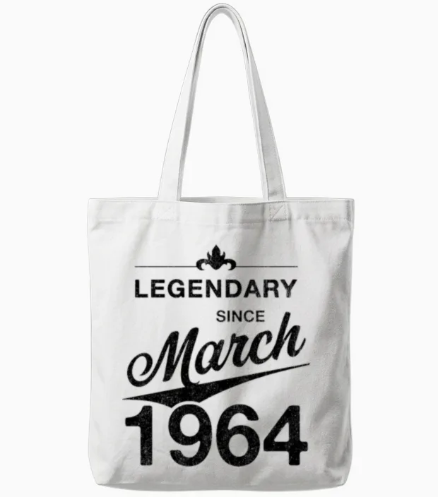 60th Birthday 60 Year Old Born March 1964 Gift Tote Bags in White