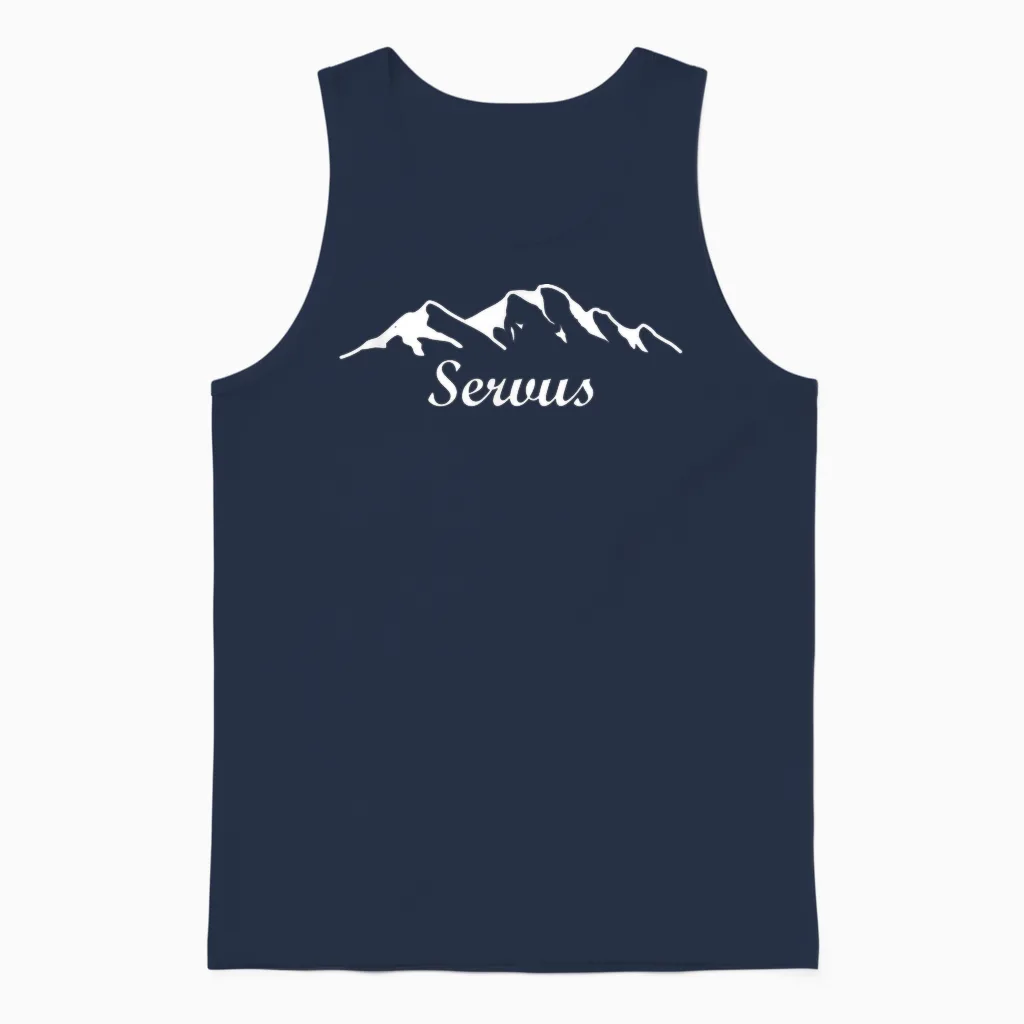 Mountain Design Servus Heartbeat for Mountains Mountain Greeting Hiking Unisex Tank Top in Navy