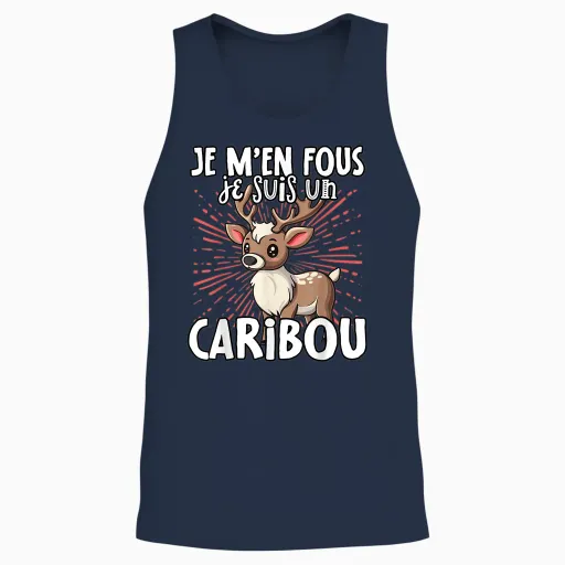 Je M'en Fous Je Suis Un Caribou - Caribou Cute T-Shirt, Black, S Unisex Tank Top - Navy