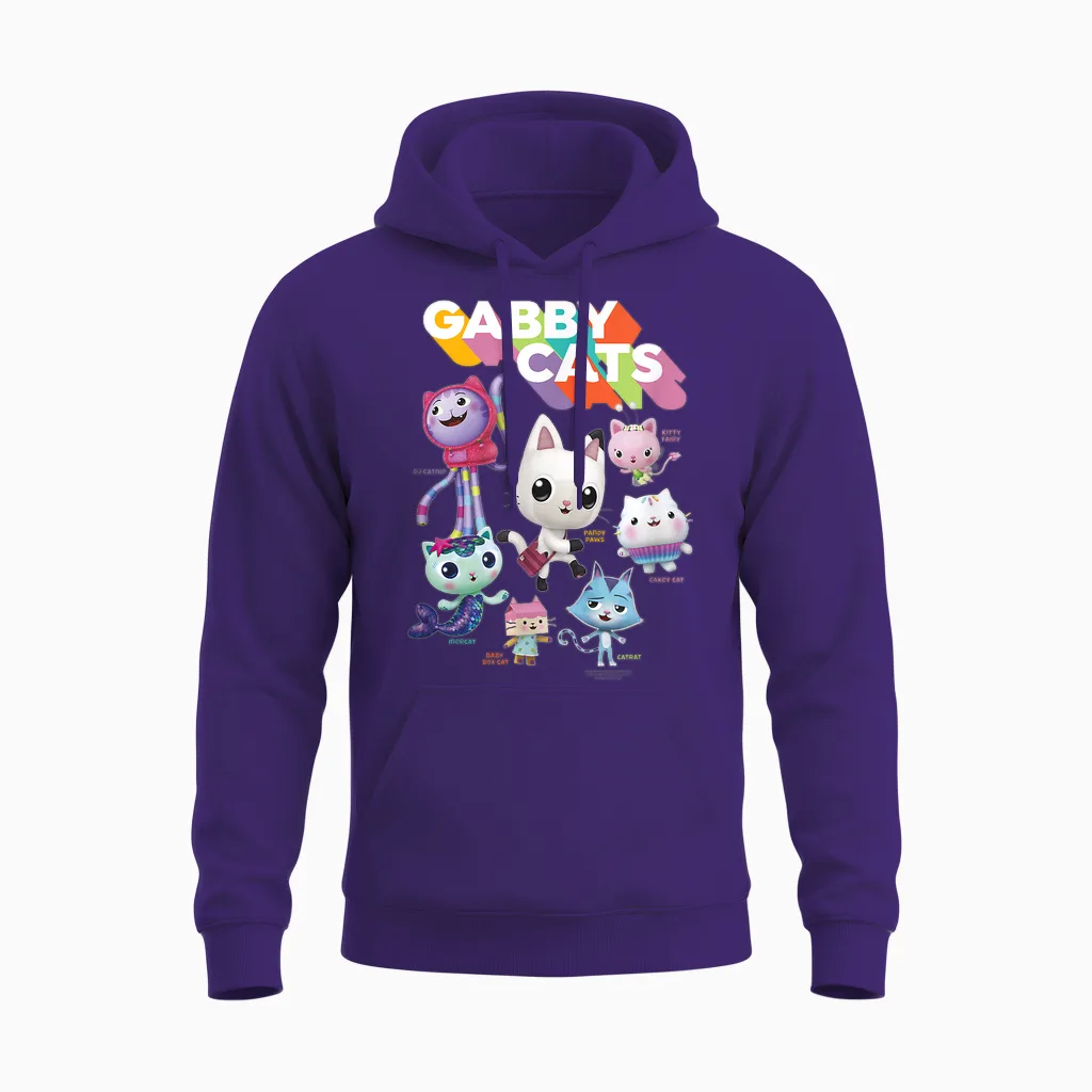 Gabby's Dollhouse Gabby Cats T-Shirt, Blue Unisex Hoodie in Purple