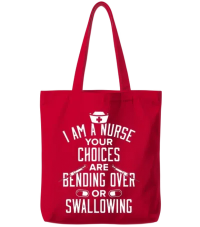 Funny Naughty Nurse Gift Hilarious Nursing with a Kinky Touch Tote Bags - Red