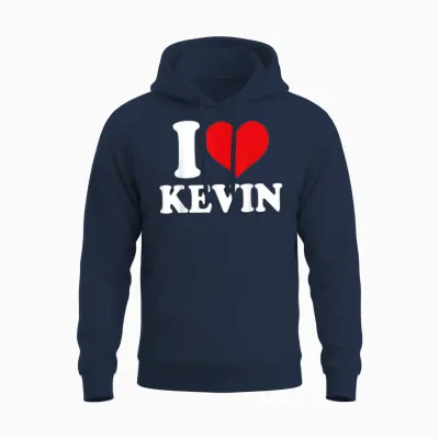 I Love Kevin, I Heart Kevin, Red Heart Valentine Unisex Hoodie - Navy