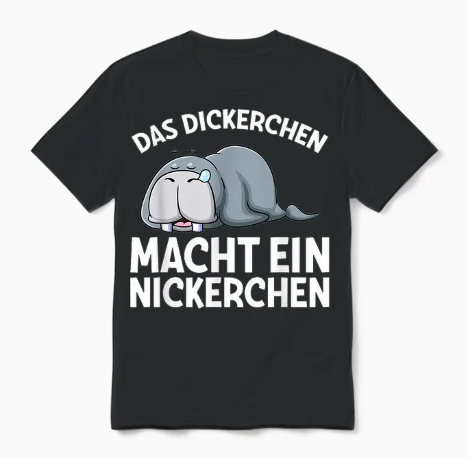 Das Dickerchen Macht Ein Nickerchen Walross Pyjama Schlaf Unisex T-Shirt in Black