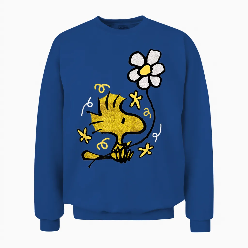 Peanuts - Woodstock Flower Floral & Botanical Unisex Sweatshirt in Royal