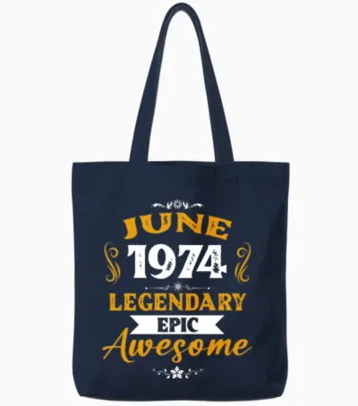 June 1974 Legendary Birthday Present Tote Bags - Navy