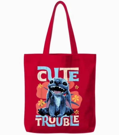 Disney Lilo & Stitch Live-Action Movie Cute Trouble Stitch Tote Bags - Red