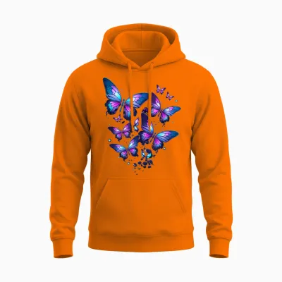 Lila Schmetterling Blaue Schmetterlinge Garten & Natur Unisex Hoodie - Safety Orange