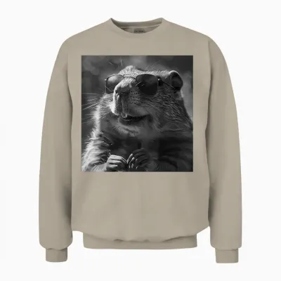 Groundhog Cheekily Laughs, Funny Animal, Groundhog Funny T-Shirt, Black, S Unisex Sweatshirt - Sand