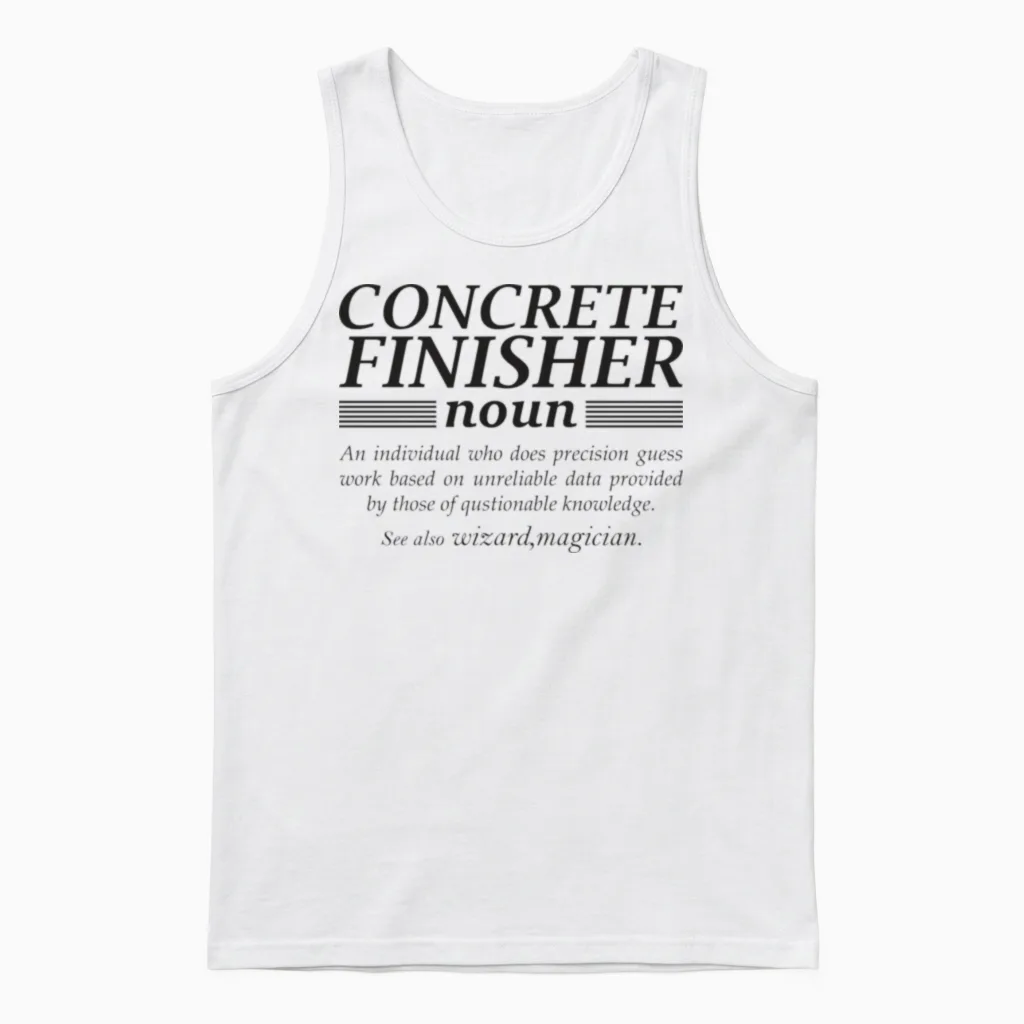 Concrete Finisher Noun Unisex Tank Top in White