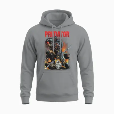 Predator Ready to Hunt Big Chest Iconic Retro Poster V2 Unisex Hoodie - Sport Grey