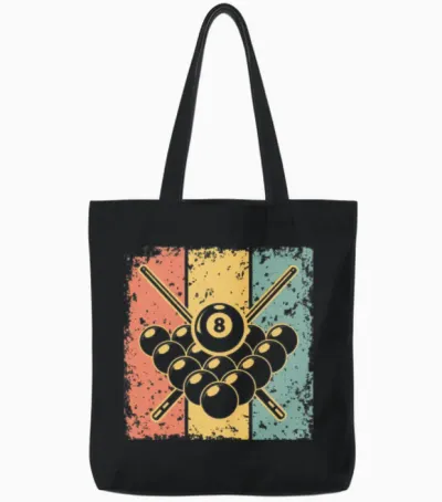 Billiard Retro Tote Bags - Black