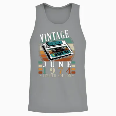 June 1974 Vintage Birthday Present Unisex Tank Top - Sport Grey