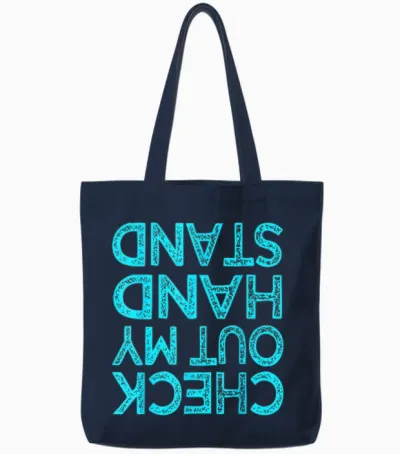 Check Out My Handstand Funny Gymnastics Gift Boys Girls T-Shirt Small Tote Bags - Navy
