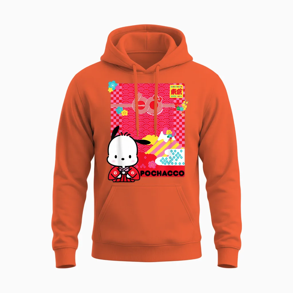 Pochacco Sanrio 60th Unisex Hoodie in Orange