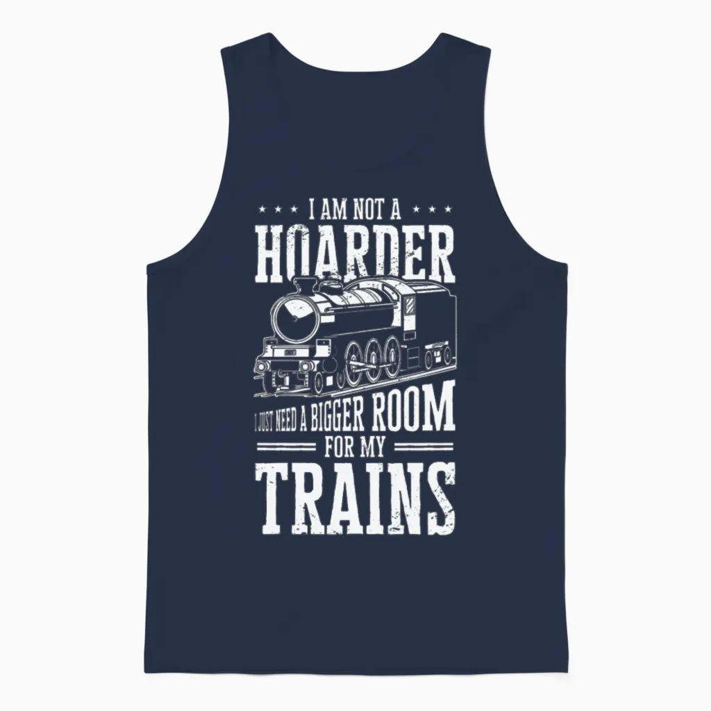 Train Model Railroad Builder Locomotive Train Fan Unisex Tank Top in Navy