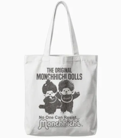 Monchhichi the Original Dolls No One Can Resist Old Photo Tote Bags - White