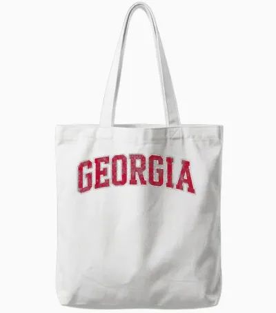 Georgia Ga Vintage Athletic Sports Design Red Text Tote Bags - White