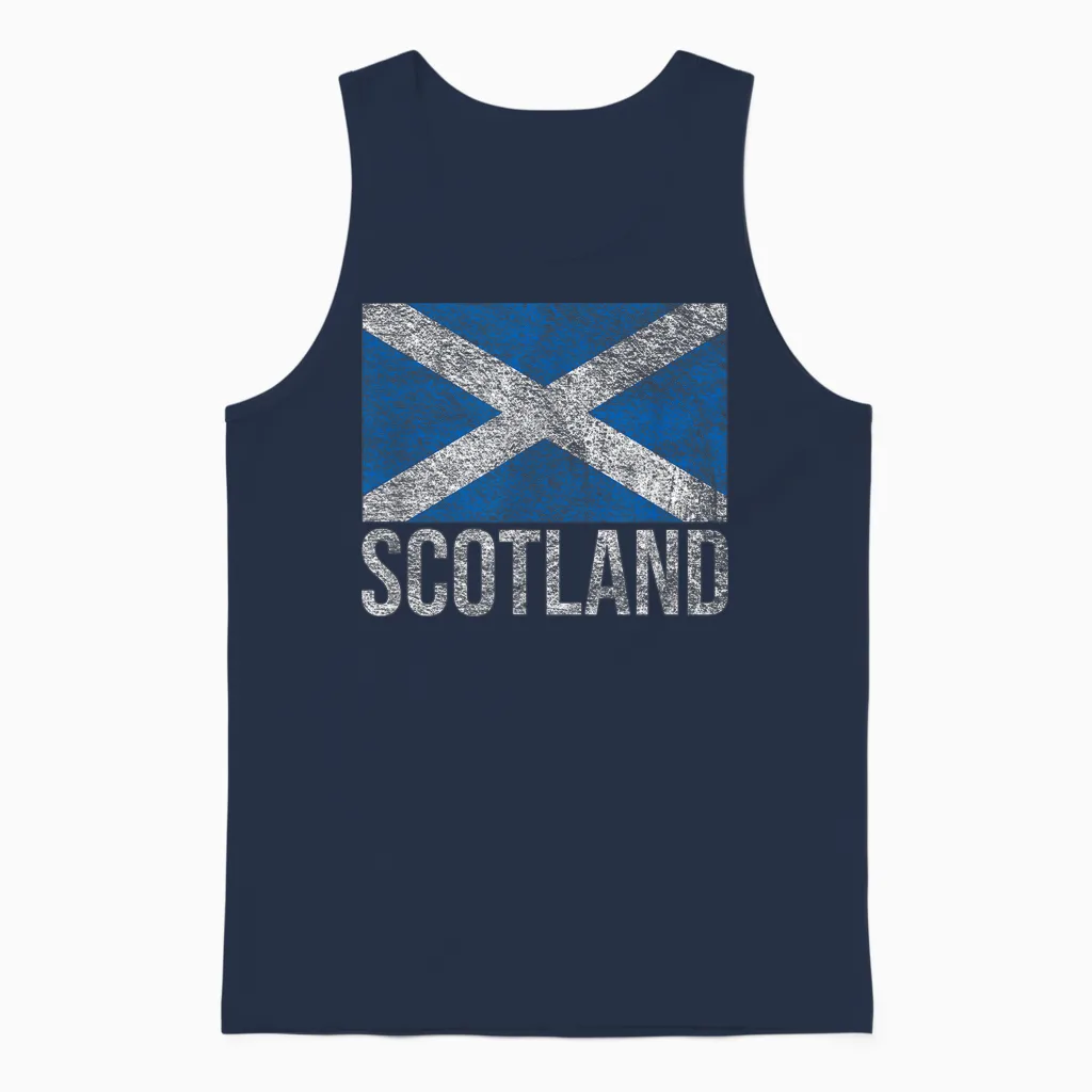 Scotland Saltire Croix De St André écossais Unisex Tank Top in Navy