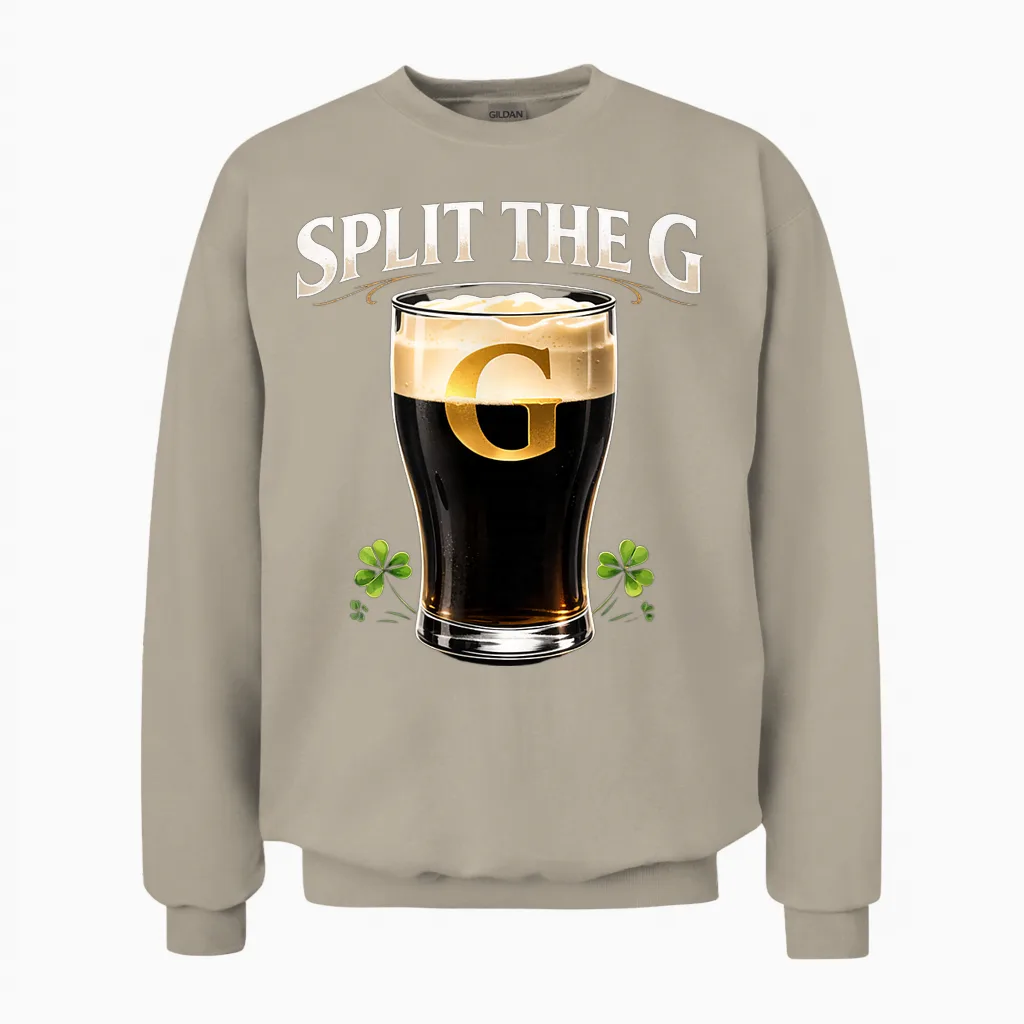 Split the G Irish Beer Tees St Patricks Day Pub Unisex Sweatshirt in Sand
