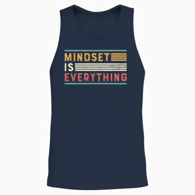 Mindset Is Everything Retro Stripes Unisex Tank Top - Navy