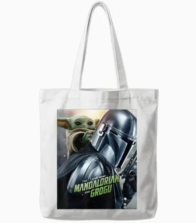 Star Wars the Mandalorian and Grogu Official Movie Tote Bags - White