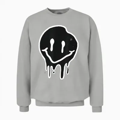 Smile Face Emoticons Fun Graffiti Smileys Graphic T-Shirt, Black, S Unisex Sweatshirt - Ash