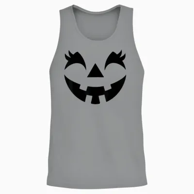 Jack O Lantern Face Pumpkin Eyelashes Hallowen Costume Funny Unisex Tank Top - Sport Grey