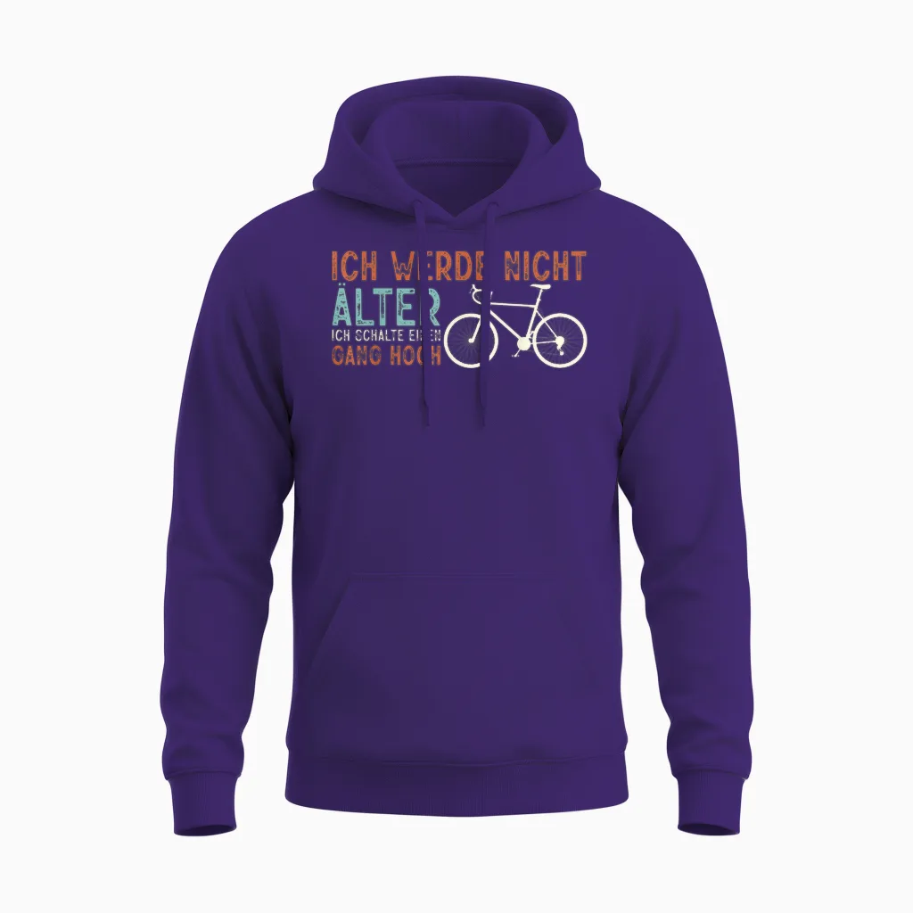 Funny Bicycle Rider I Will Not Older Unisex Hoodie in Purple