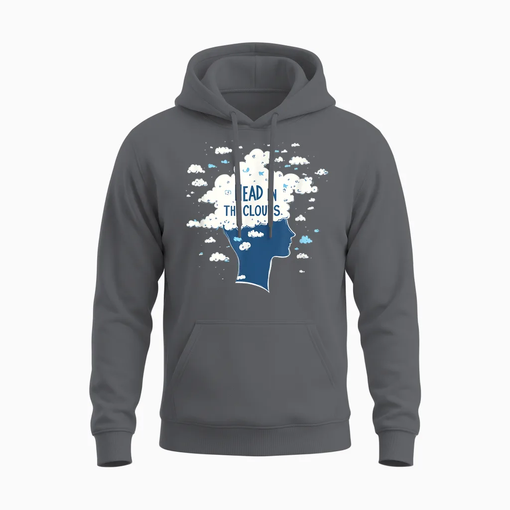Discours « Perdus Dans Mes Pensées » Avec « La Tête Dans Les Nuages » Unisex Hoodie in Charcoal