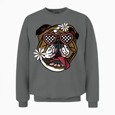 Bulldog Retro Dog Unisex Sweatshirt - Graphite Heather