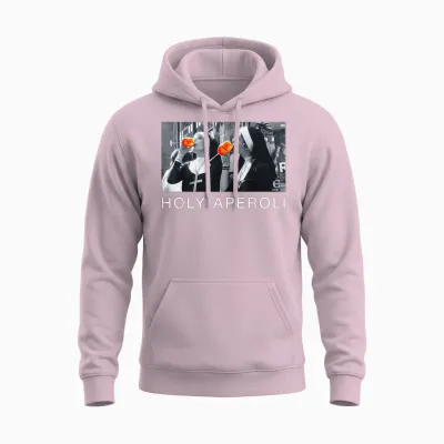 T-Shirt with Holy Aperoli X Nons Christi Spitz. Aperoly, Black Unisex Hoodie - Light Pink